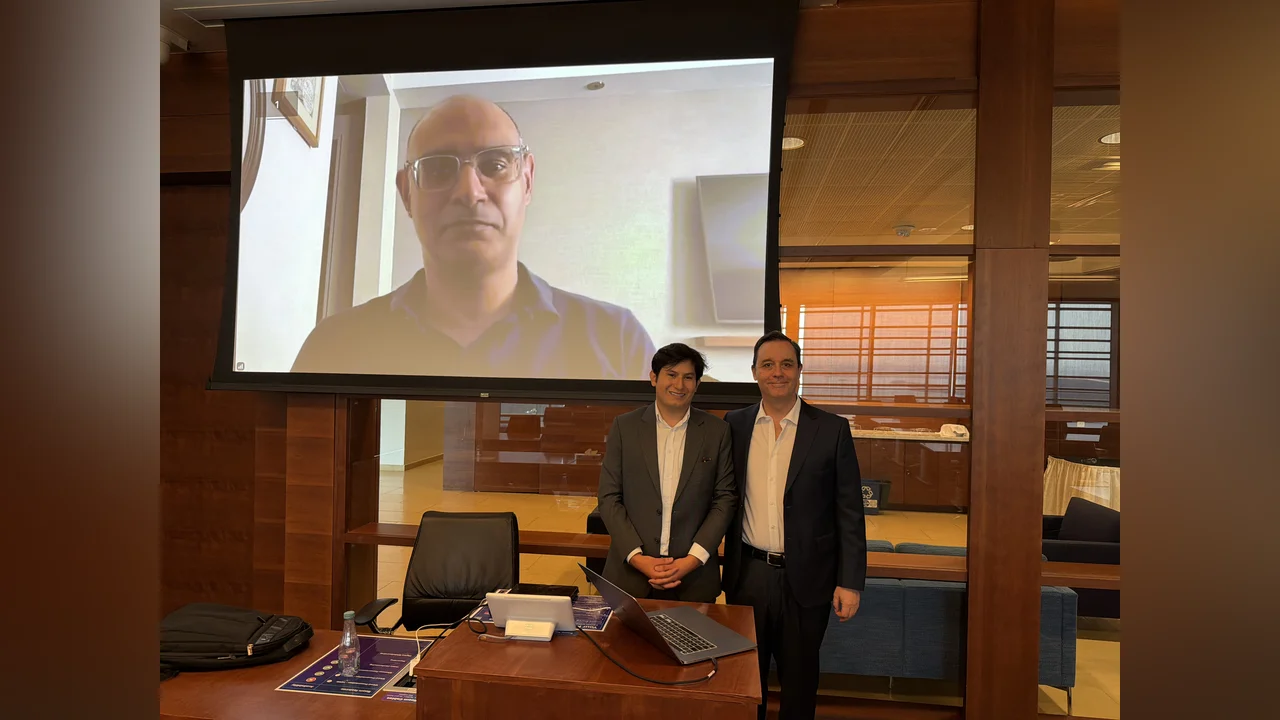 Miguel Alvarez after PhD defence, with Prof. Jasra and Prof. Tempone